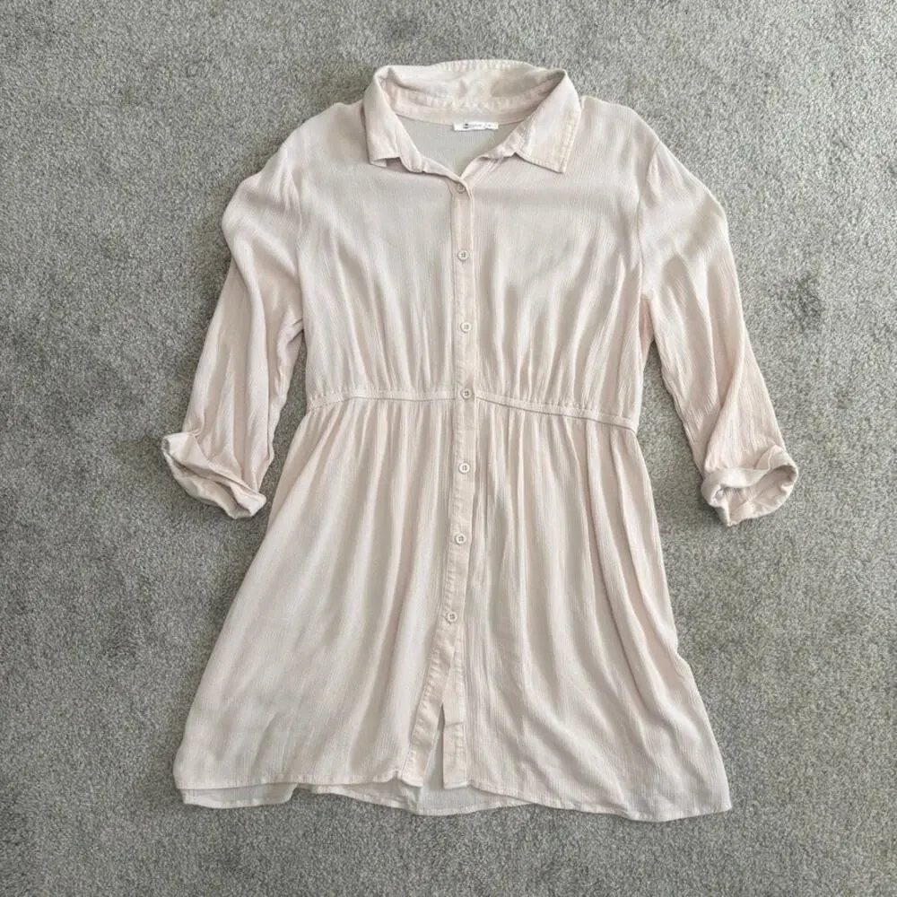 Cupshe XL crinkle swim cover up collared shirt dress SW2 3160